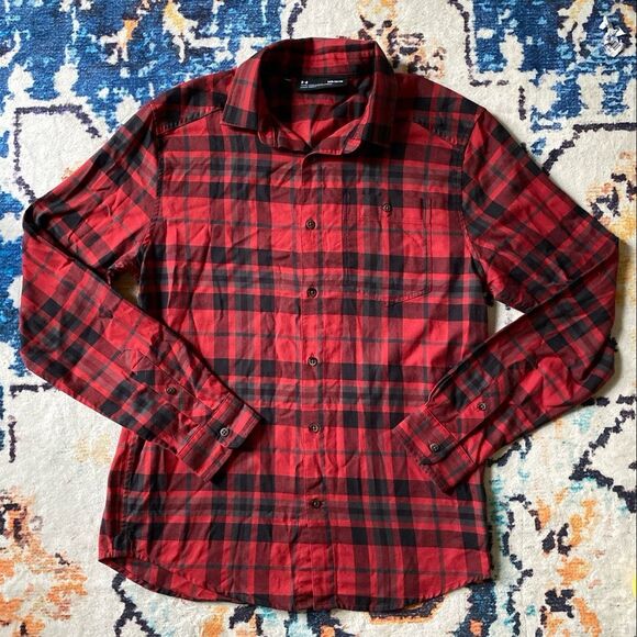 Under Armour plaid red and black button-up shirt Medium - Picture 1 of 2